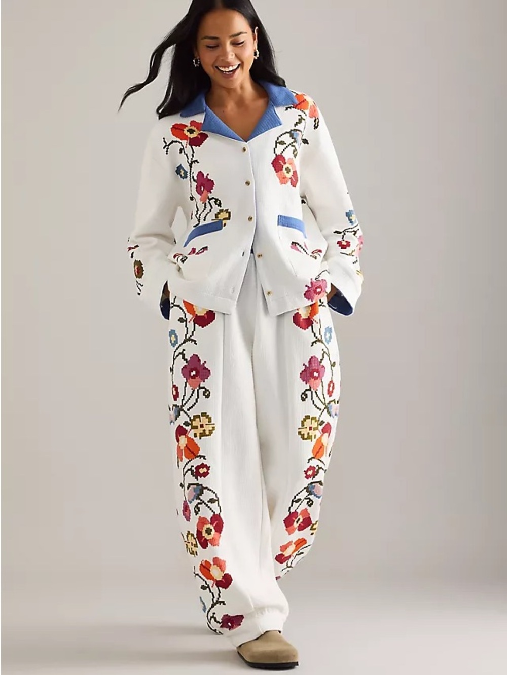 ANTHROPOLOGIE X LYREBIRD Cozy Quilted Lounge Set, Size S